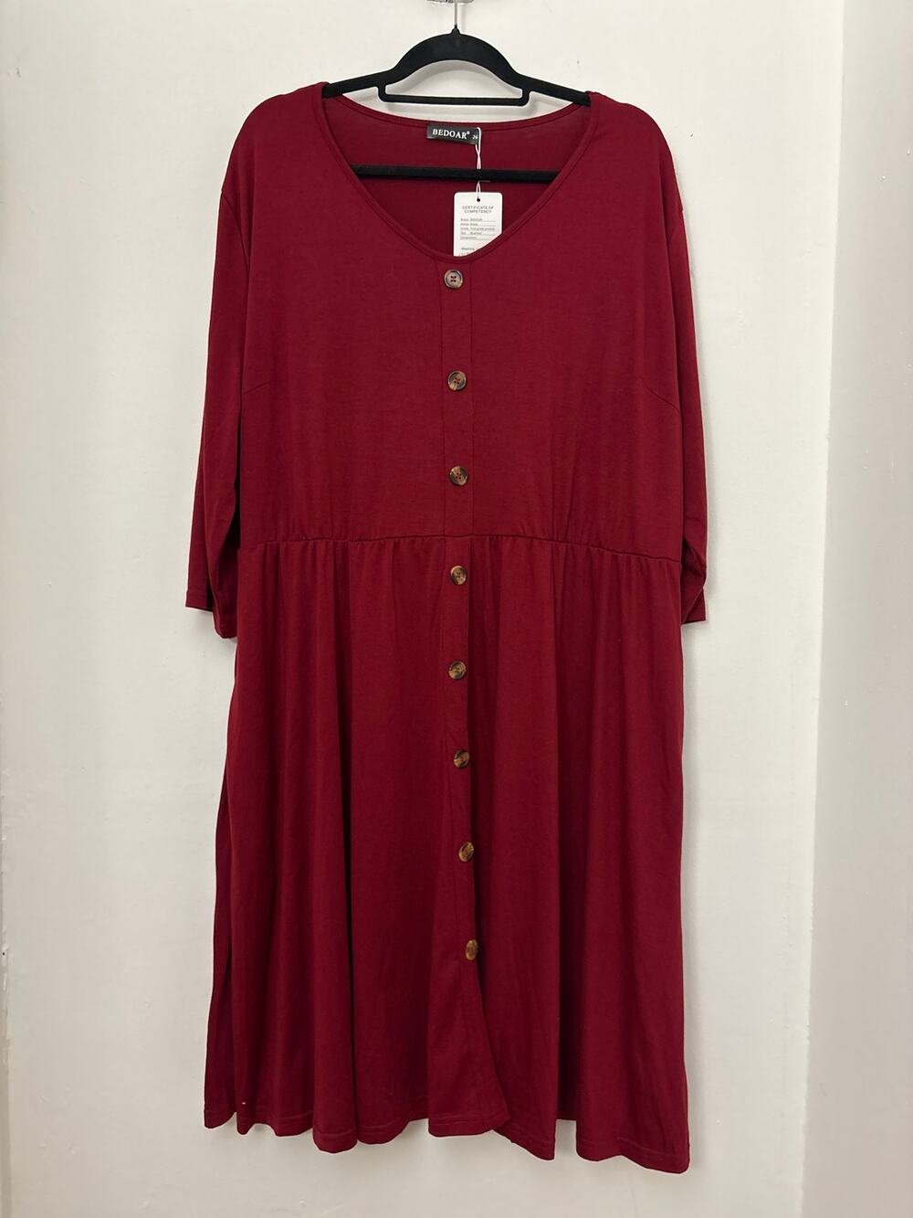 BEDOAR Burgundy Button Down Tiered Dress Size 26 NWT